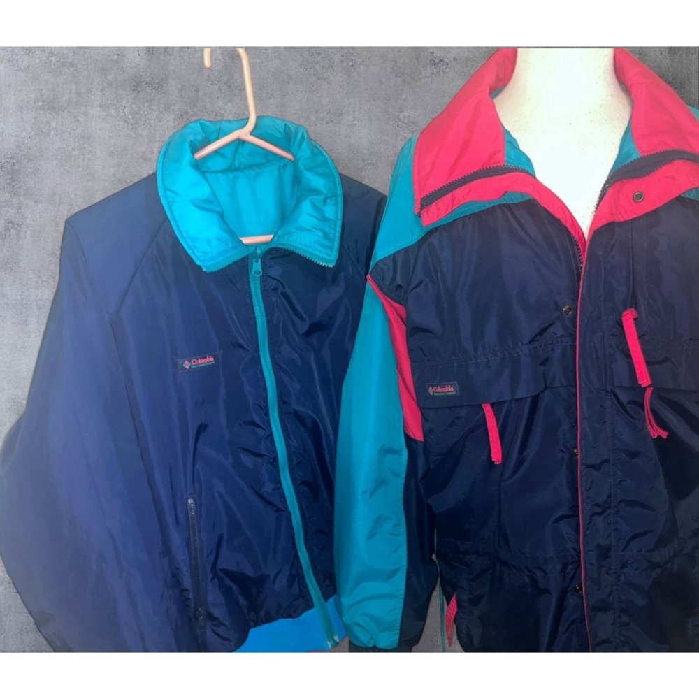 EUC Columbia Ski Reversible Jacket Mens M 3 in 1 Color Block 90's Radial Sleeve